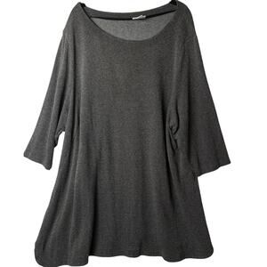 J. Jill Herringbone Ponte Dress Womens 3X Black Gray Stretch Comfort 3/4 Sleeve